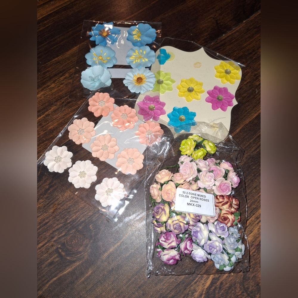 Paper Flower Floral Paper Crafts Mixed Media Scrapbook Art Supply  Embellishment
